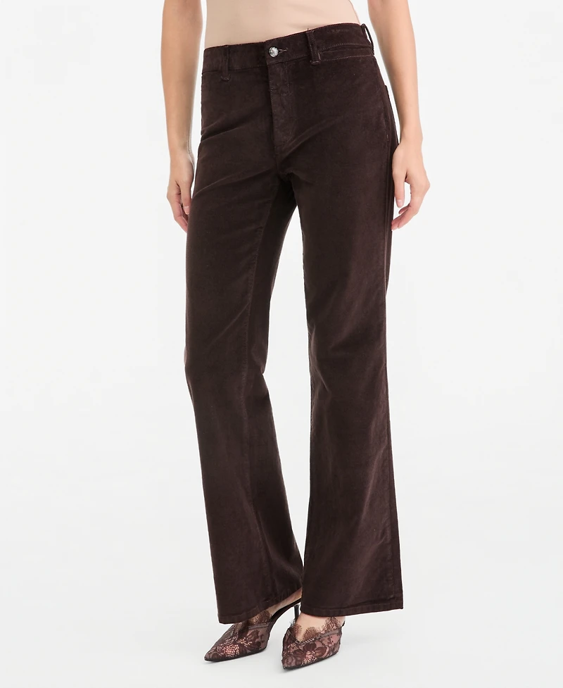 Kobi Halperin Women's Luelle Corduroy High-Waist Straight-Leg Pants