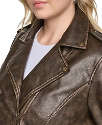 Levi's Plus Faux Leather Asymmetrical-Zipper Moto Jacket