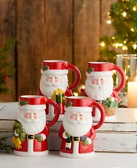 Certified International Santa Delight 3D Mugs, Set of 4