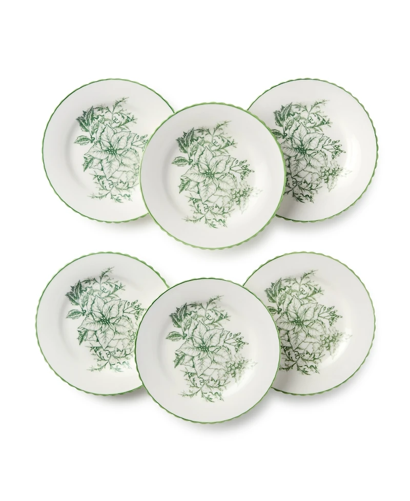 Certified International Winter Evergreen Canape Plates, Set of 6