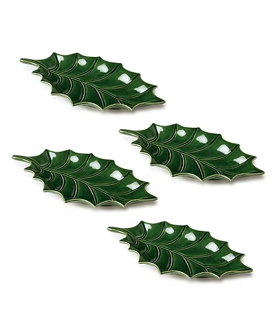 Certified International Festive Blooms Holly Plates, Set of 4