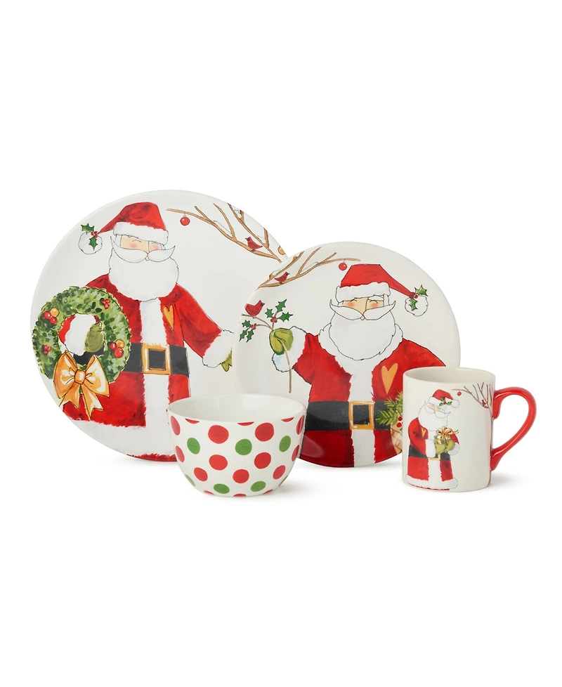 Certified International Santa Delight 16-Piece Dinnerware Set, Service For 4