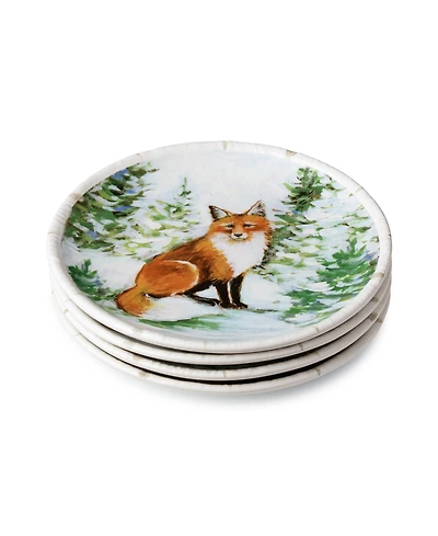 Certified International Winter Cabin Canape Plates, Set of 4