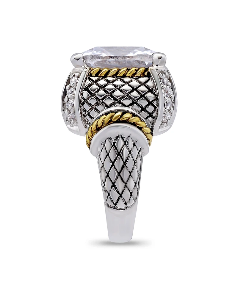 Macy's Cushion Cut Cubic Zirconia Oxidized Accents Statement Ring