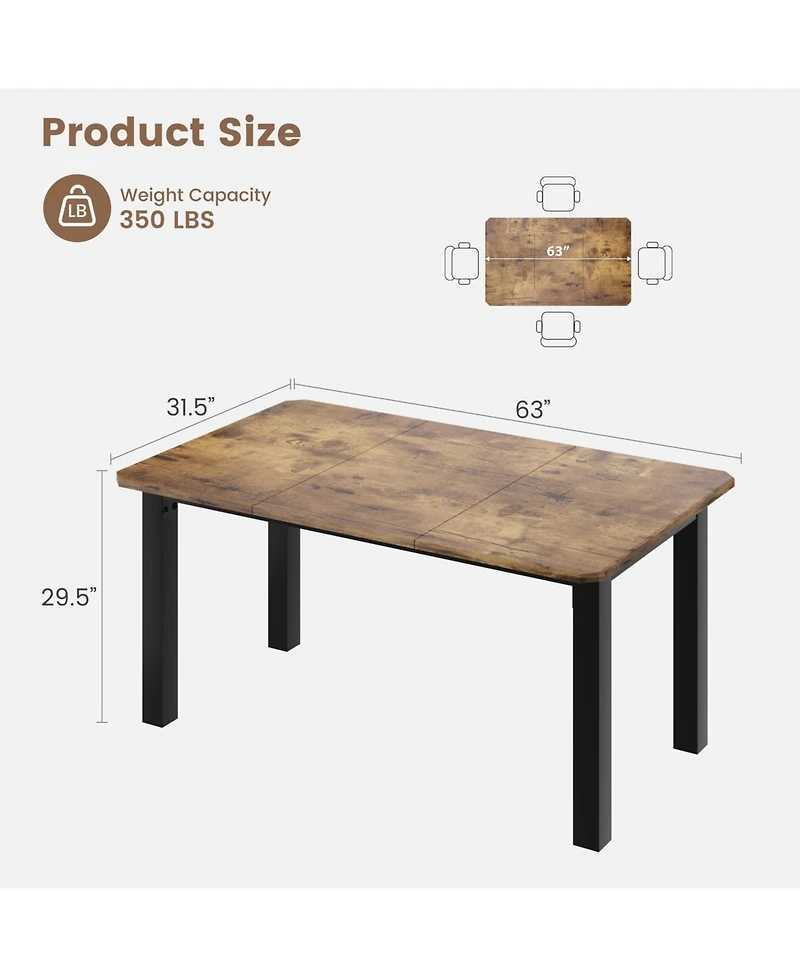 gaomon 63" Industrial Dining Table for 4-6