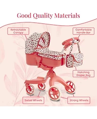 The New York Doll Collection Deluxe Baby Doll Stroller with Matching Diaper Bag