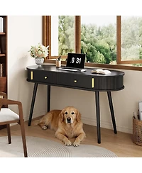 Gaomon 55-Inch Black Office Desk with 2 Drawers, Executive Computer Workstation for Home Office and Bedroom
