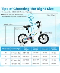 Hongge 12-Inch Kids Bike with Coaster Brake and Training Wheels, 110 lbs. Capacity, Ages 3-4