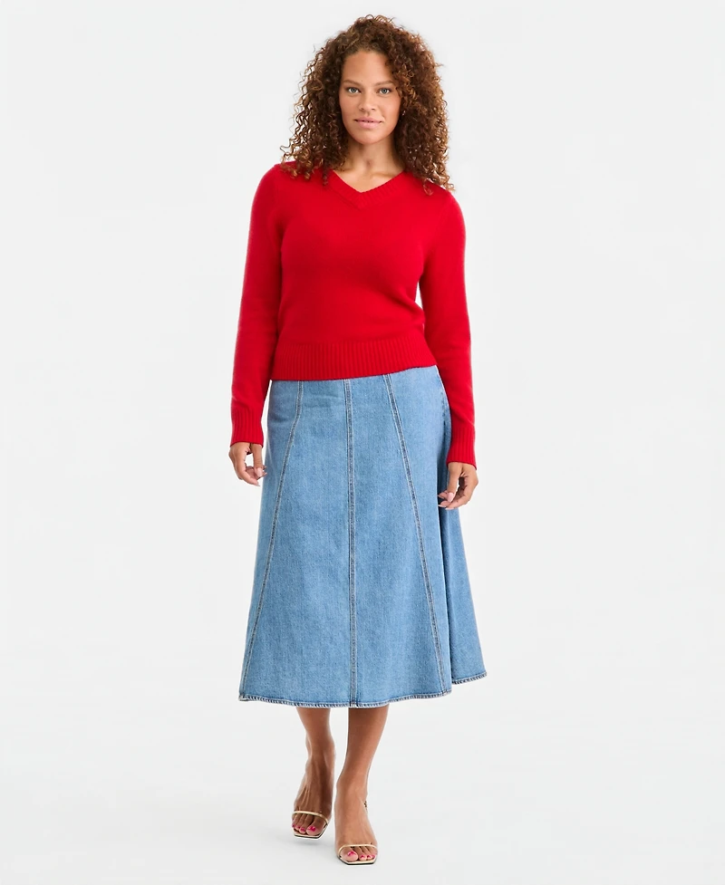 On 34th Women's Cashmere Relaxed V-Neck Sweater, Macy's Exclusive