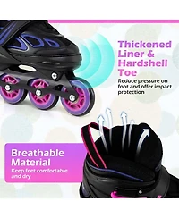 Hongge 4-Size Adjustable Light-Up Wheel Inline Skates, Ages 7+
