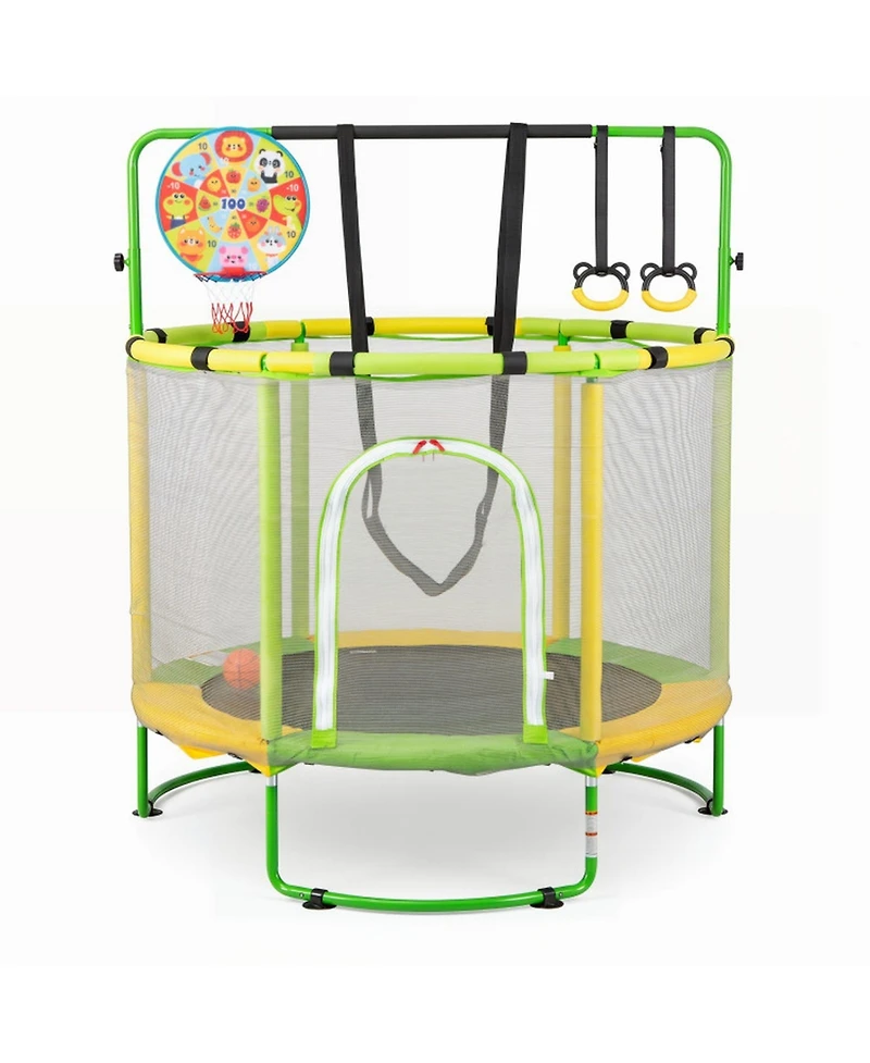 Hongge 55-Inch Kids Trampoline with Adjustable Gymnastics Bar and Hoop
