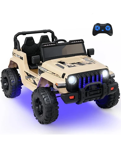 Hongge 12V Kids Ride-On Jeep Car with Parental Remote Control and Led Lights, 44"L x 30"W x 26.5"H, 77 lbs, Ages 3+