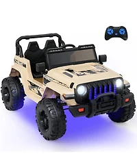 Hongge 12V Kids Ride-On Jeep Car with Parental Remote Control and Led Lights, 44"L x 30"W x 26.5"H, 77 lbs, Ages 3+