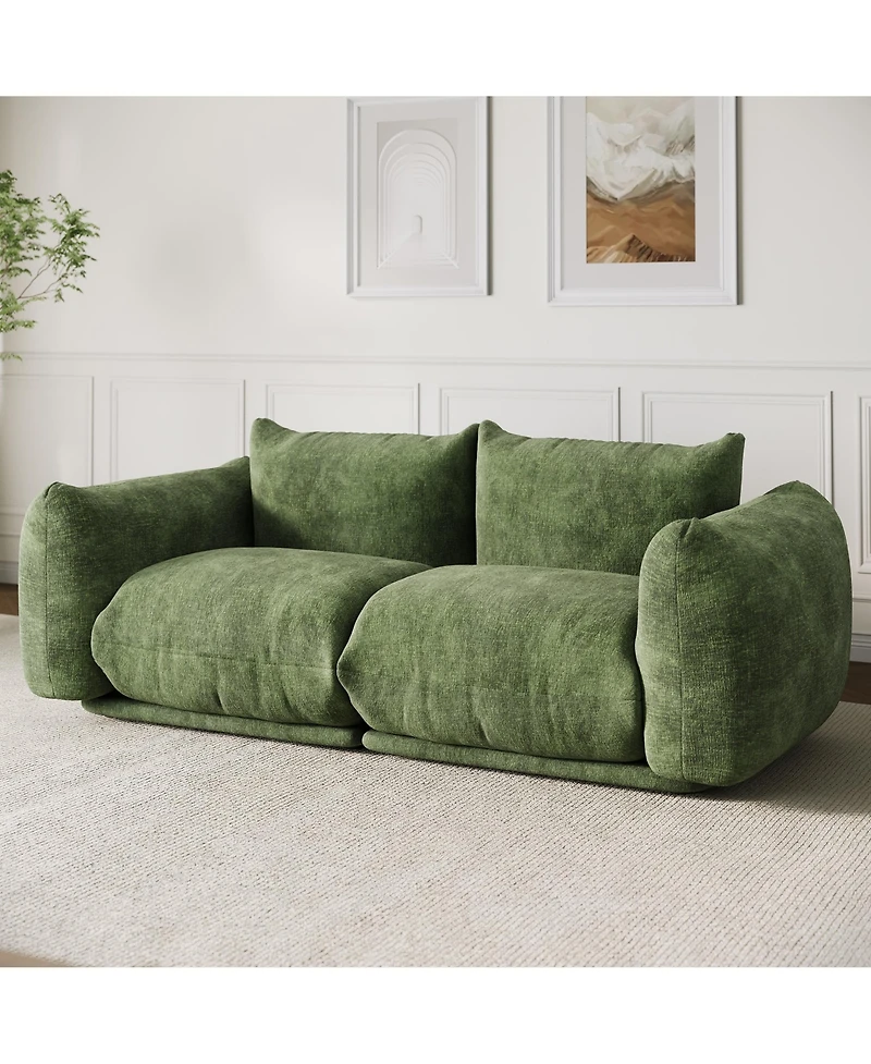homfan Loveseat Sofa, Cloud Couch with 23.2" Deep Seat, Chenille Fabric Modern Sofa Set with High Resilience Sponge for Living Room, Apartment