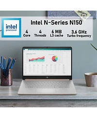 Hp Essential 14" Hd Laptop, Intel N-Series N150, Intel Graphics, 4GB Ram, 128GB eMMC, Wi-Fi 6, Windows 11 Home, Rose