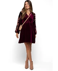 Pinkblush Maternity Velvet Floral Long-Sleeve Dress
