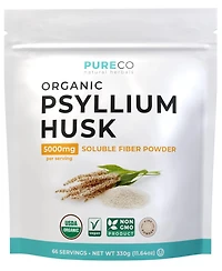 Pure Co Usda Organic Psyllium Husk Powder Dietary Fiber Supplement, Finely Milled, Non-gmo, Gluten-Free, 11.64 Ounces