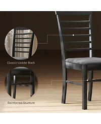 Homcom Farmhouse Wooden Dining Chairs Set of 2