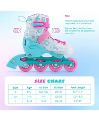 Hongge 4-Size Adjustable Inline Skates with Light-Up Wheels, Ages 7-9