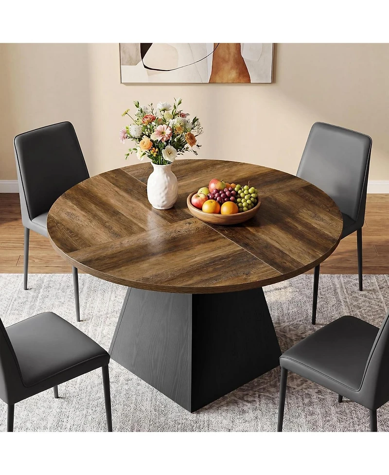 Tribesigns 47.24" Round Dining Table with Detachable Lazy Susan