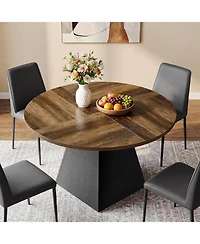 Tribesigns 47.24" Round Dining Table with Detachable Lazy Susan