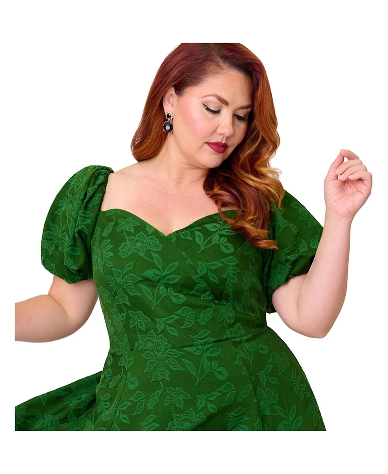Unique Vintage Plus Jacquard Sweetheart Swing Dress