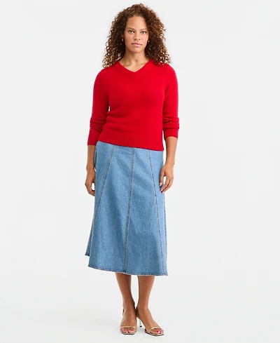 On 34th Women's Denim A-Line Midi Skirt, Macy's Exclusive