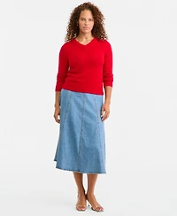 On 34th Women's Denim A-Line Midi Skirt, Macy's Exclusive