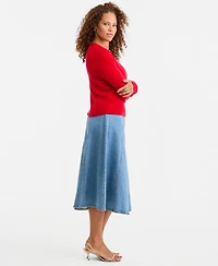 On 34th Women's Denim A-Line Midi Skirt, Macy's Exclusive