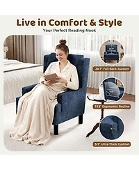 homfan Set of 2 Wingback Accent Chairs, Mid-Century Chenille Reading Chair, 5.1" Cushion, Wood Frame and Lumbar Pillow