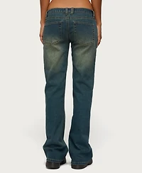 Edikted Women's Moonie Low-Rise Bootcut Stretchy Denim Jeans