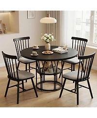 gaomonRound Dinning Table for 4-6, 47" Circle Kitchen with Storage Shelf and Sturdy Metal Frame, Modern Dinner Kitchen, Living Room