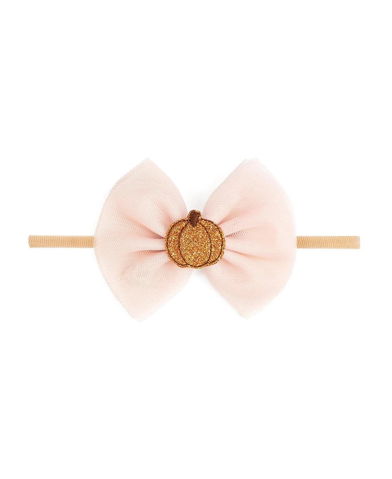 Sweet Wink Baby Girls Pumpkin Tulle Bow Baby Headband