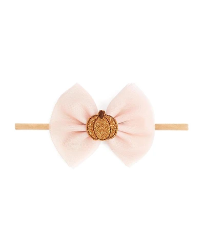 Sweet Wink Baby Girls Pumpkin Tulle Bow Baby Headband