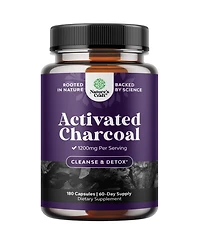 Nature's Craft Activated Coconut Charcoal Capsules, 1200 mg Per Serving, 180 Capsules