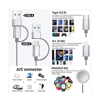 Artudatech 3-in-1 Charging Cable 15W 4ft for iPhone, Apple Watch, AirPods