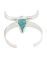 Barse Longhorn Blue Turquoise Silver Cuff Bracelet