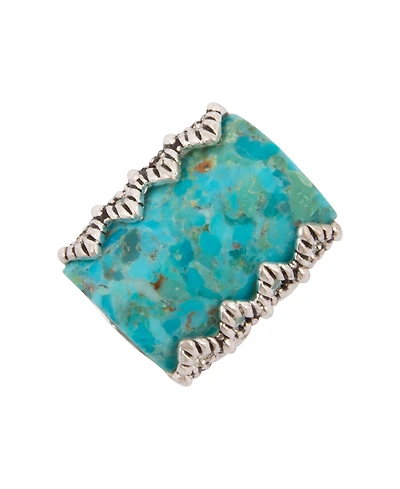Barse Blue Turquoise Silver Slice Statement Ring