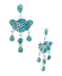 Barse Durango Blue Turquoise Silver Chandelier Earrings