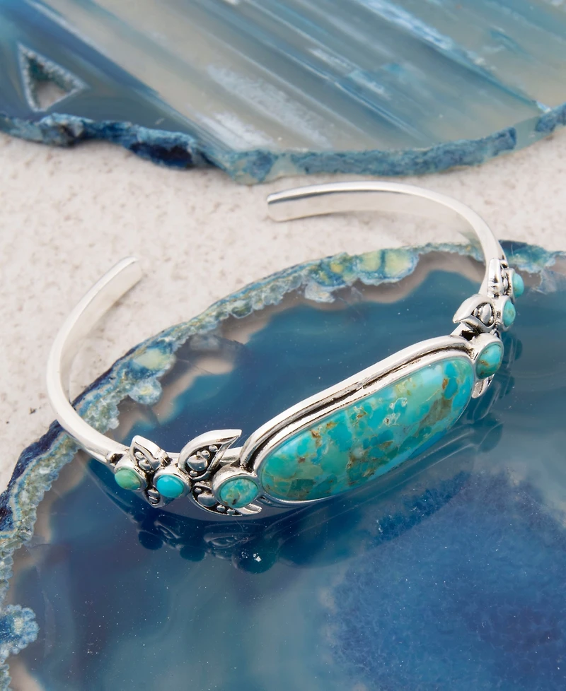 Barse Emile Blue Turquoise Silver Cuff Bracelet