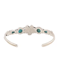 Barse Floral Blue Turquoise and Silver Cuff Bracelet