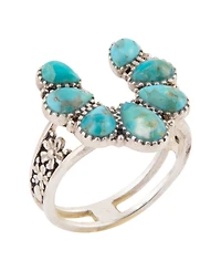 Barse Floral Blue Turquoise and Silver Ring