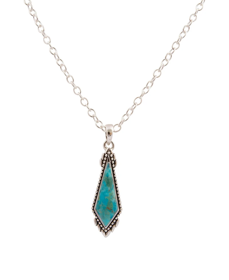 Barse Anemone Long Diamond Blue Turquoise and Silver Necklace