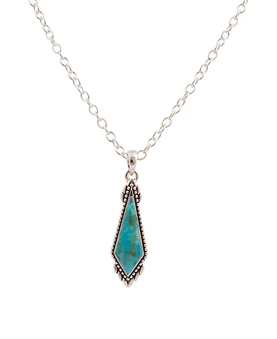 Barse Anemone Long Diamond Blue Turquoise and Silver Necklace