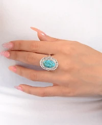 Barse Bronco Blue Turquoise Silver Concho Ring