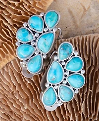 Barse Durango Blue Turquoise Silver Clip Earrings