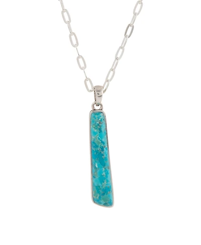 Barse Pueblo Blue Turquoise and Silver Pendant Necklace