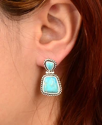 Barse Arizona Blue Turquoise and Silver Roped Earrings