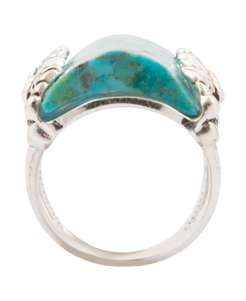 Barse Blue Turquoise Silver Slice Statement Ring