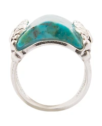 Barse Blue Turquoise Silver Slice Statement Ring